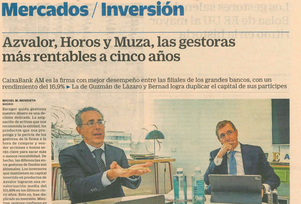 Azvalor, Horos y Muza, las gestoras más rentables a cinco años