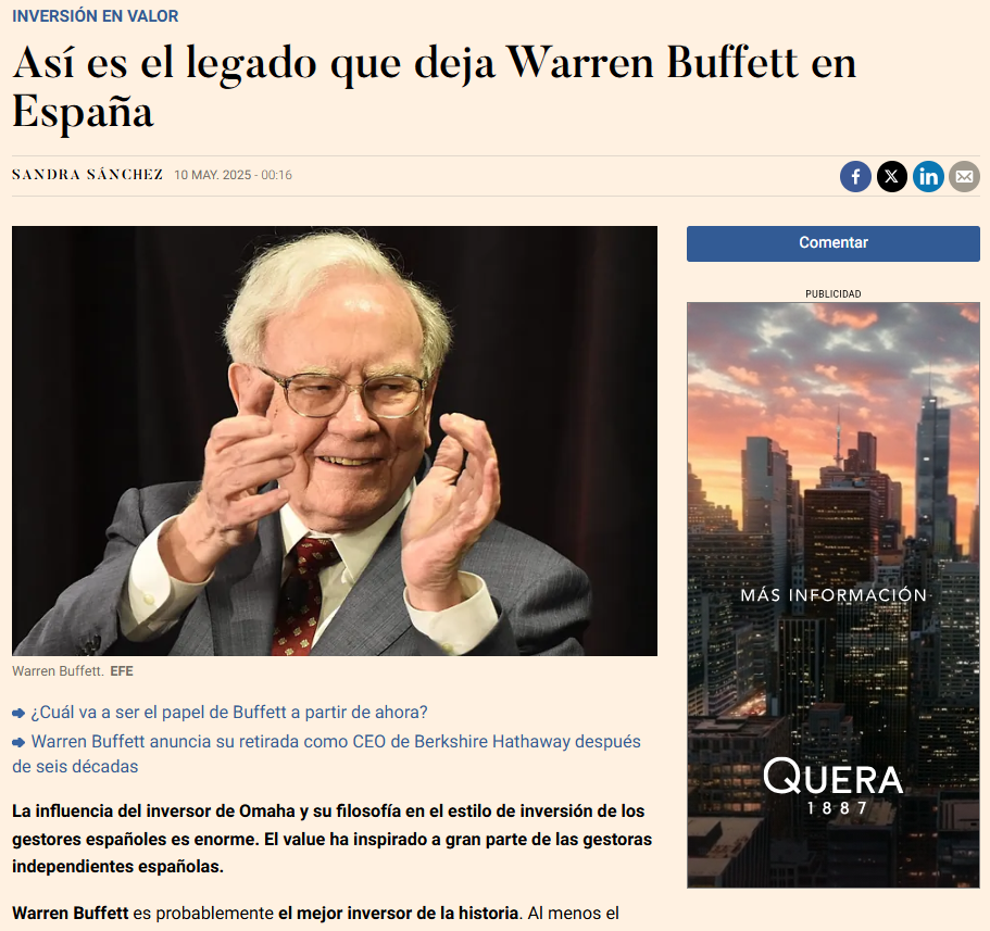 Así es el legado que deja Warren Buffett en España