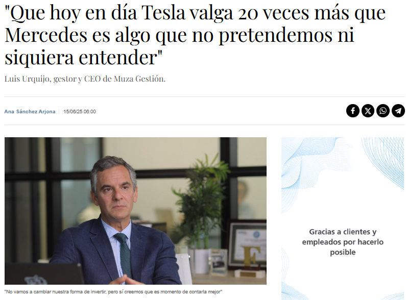 «Que hoy en día Tesla valga 20 veces más que Mercedes es algo que no pretendemos ni siquiera entender»
